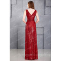 Kate Kasin sin mangas con cuello en V de color rojo brillantes Sequined vestido de baile largo KK000199-5